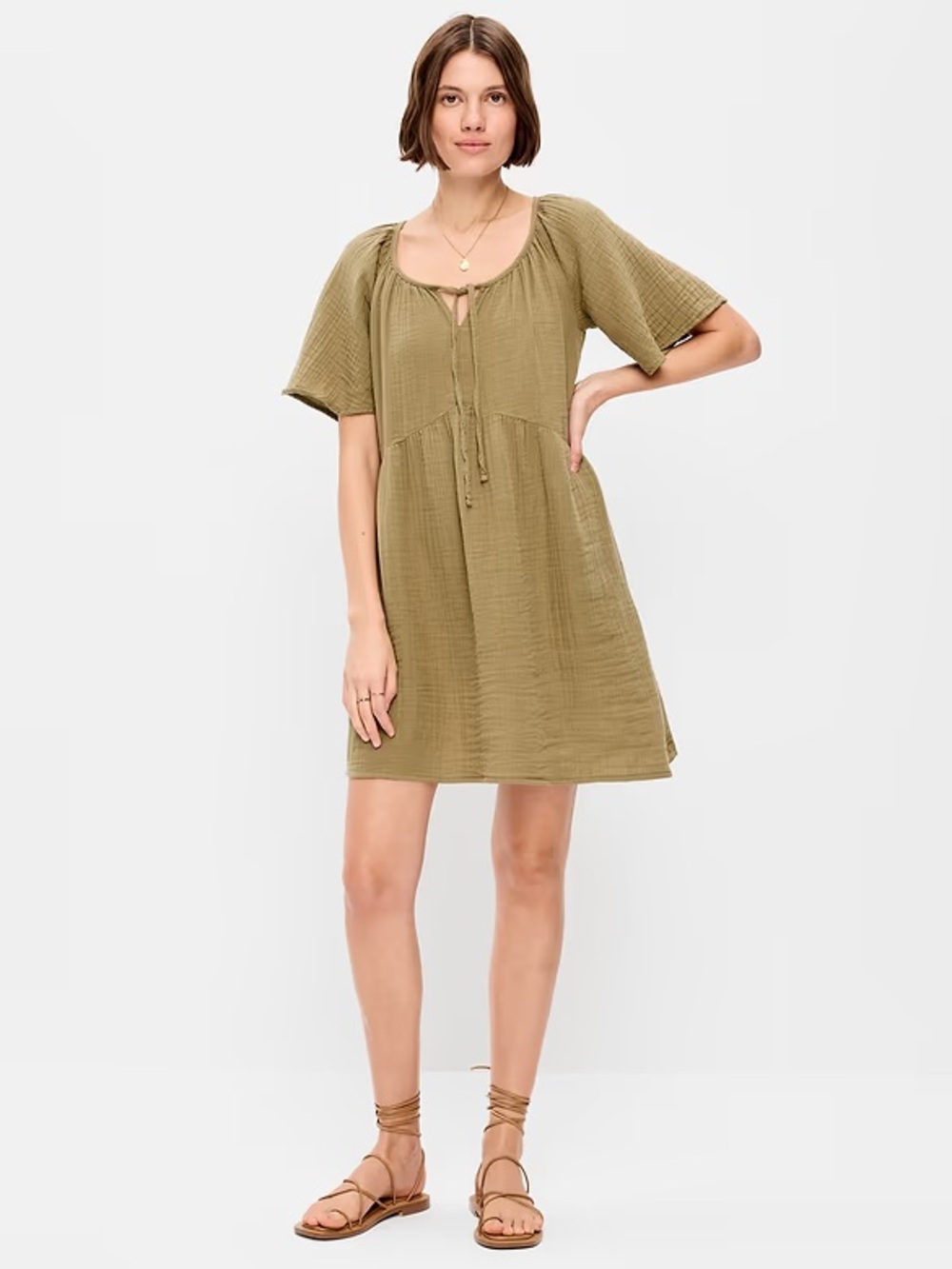 NWT Old Navy Crinkle Gauze Flutter-Sleeve Mini Swing Dress XS Petite